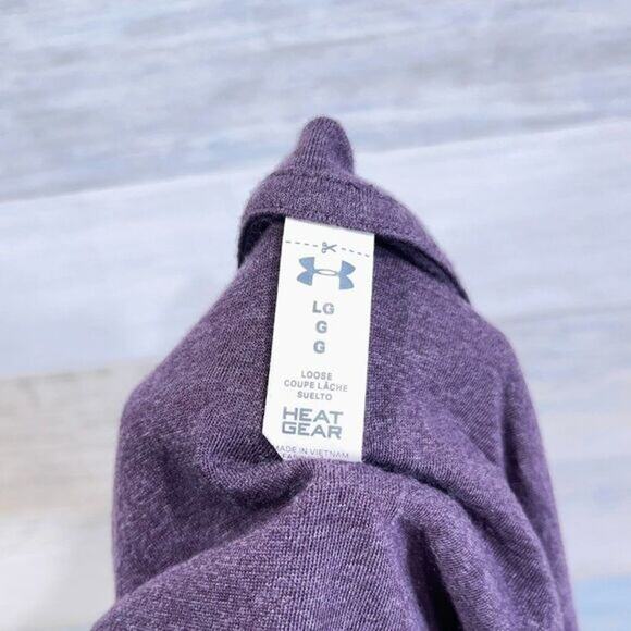 UNDER ARMOUR Whisperlight T-Shirt Purple Back Cut Out Relaxed Fit Womens Large - Picture 4 of 7